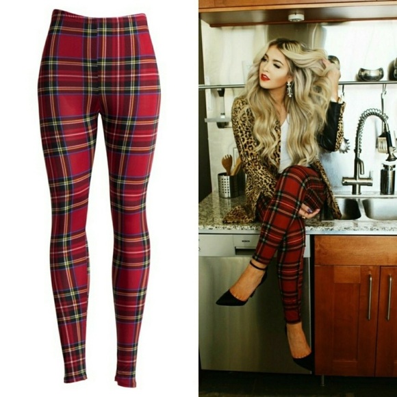 Pants - NEW Plaid Brushed Knit Leggings